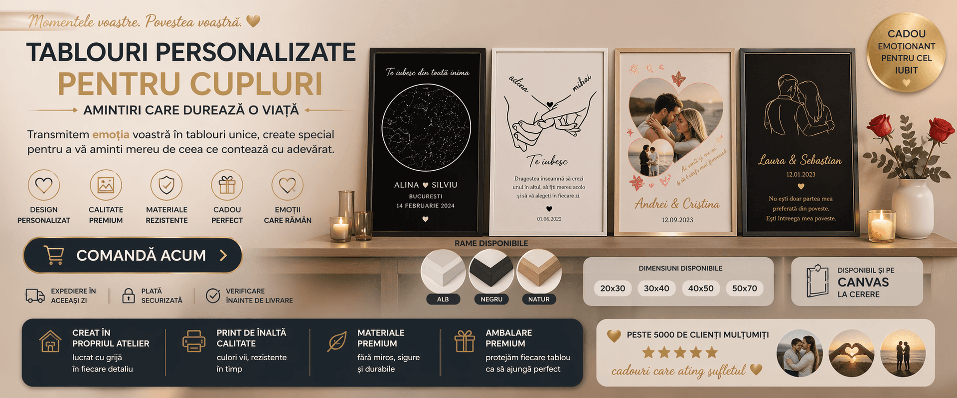 Tablouri personalizate pentru cuplu