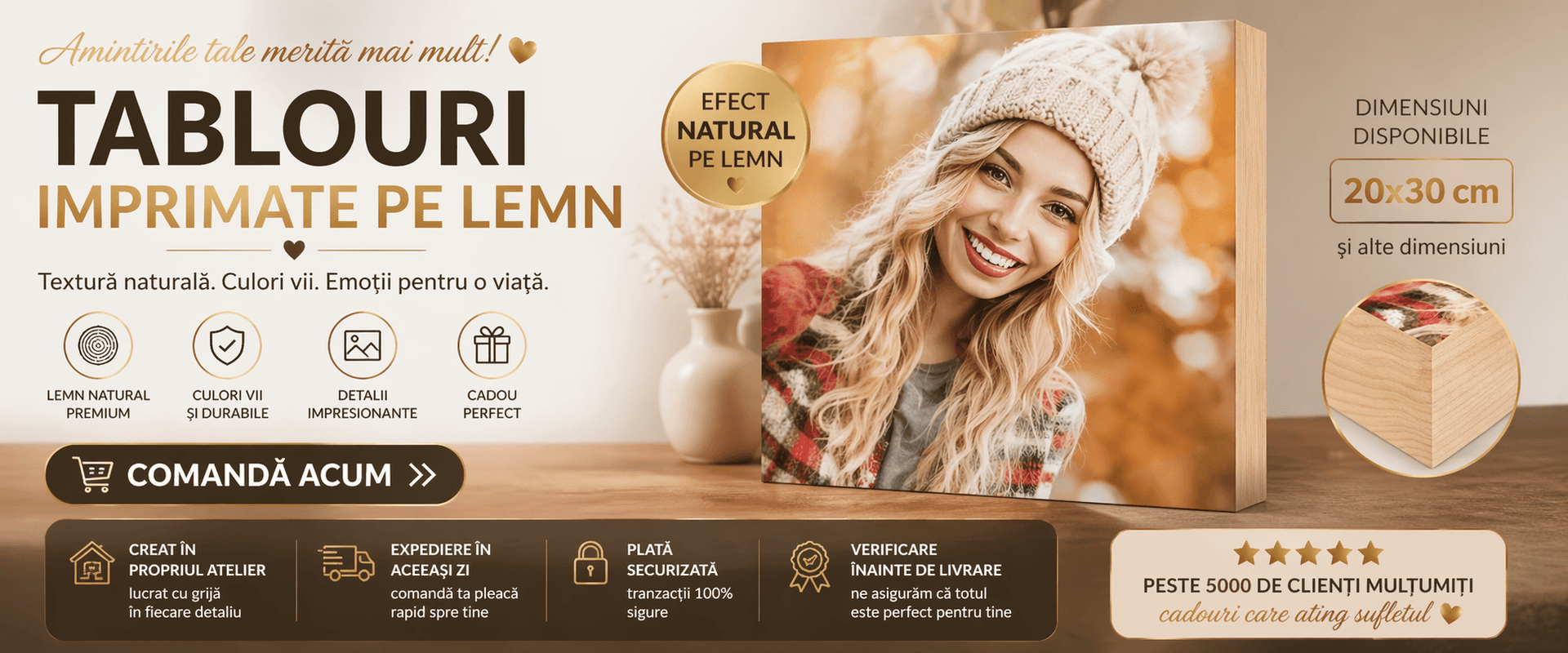 Tablouri personalizate si imprimate pe lemn