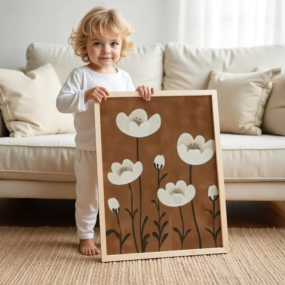 🏆 Titlu SEO puternic: Tablou Chocolate Pastel – Model Primăvară, Decor Floral Delicat în Culori Neutre pentru Cameră Copil sau Living