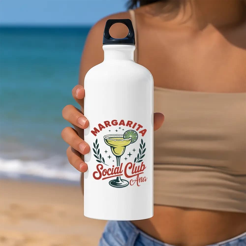 Bidon apă personalizat Margarita cu nume sau mesaj – sticlă reutilizabilă pentru vară și vacanță