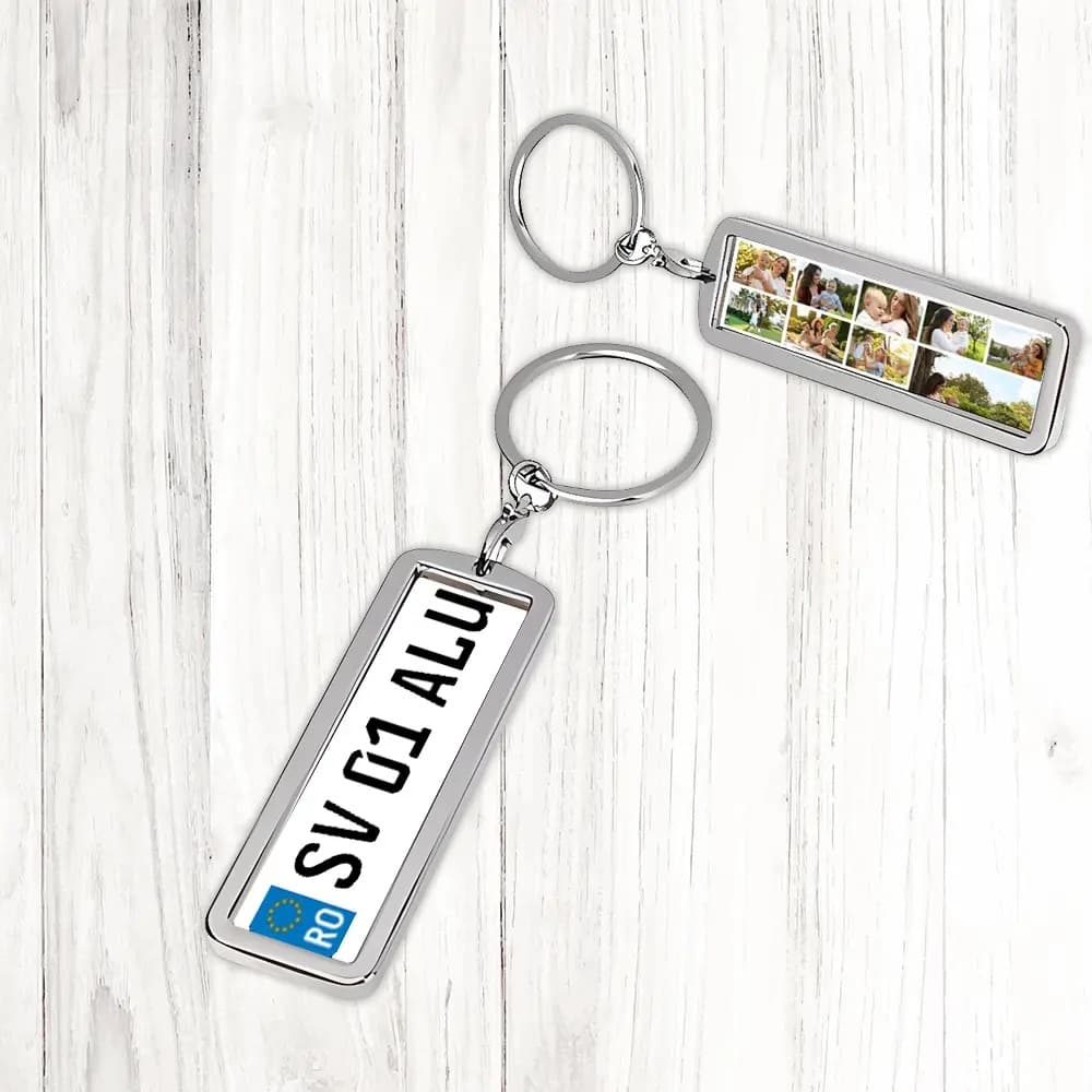Breloc Personalizat Metalic Double Side cu Poză pe Ambele Fețe – Cadou Unic, Elegant și Rezistent