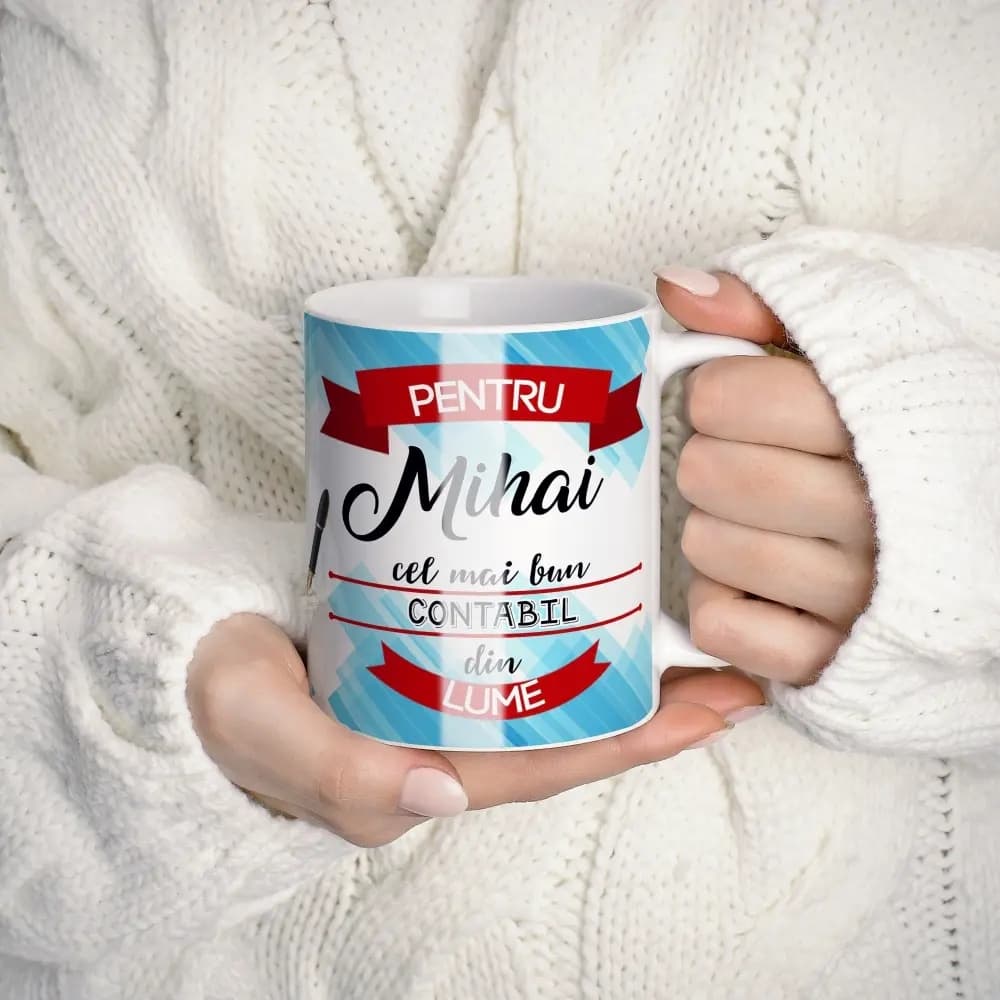 Cană personalizată pentru contabil cu nume sau mesaj – cadou profesional pentru birou