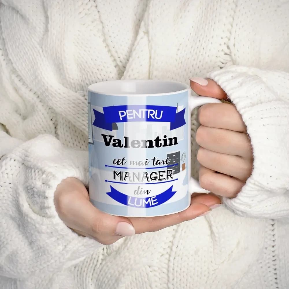 Cană personalizată pentru manager cu nume sau mesaj – cadou profesional elegant