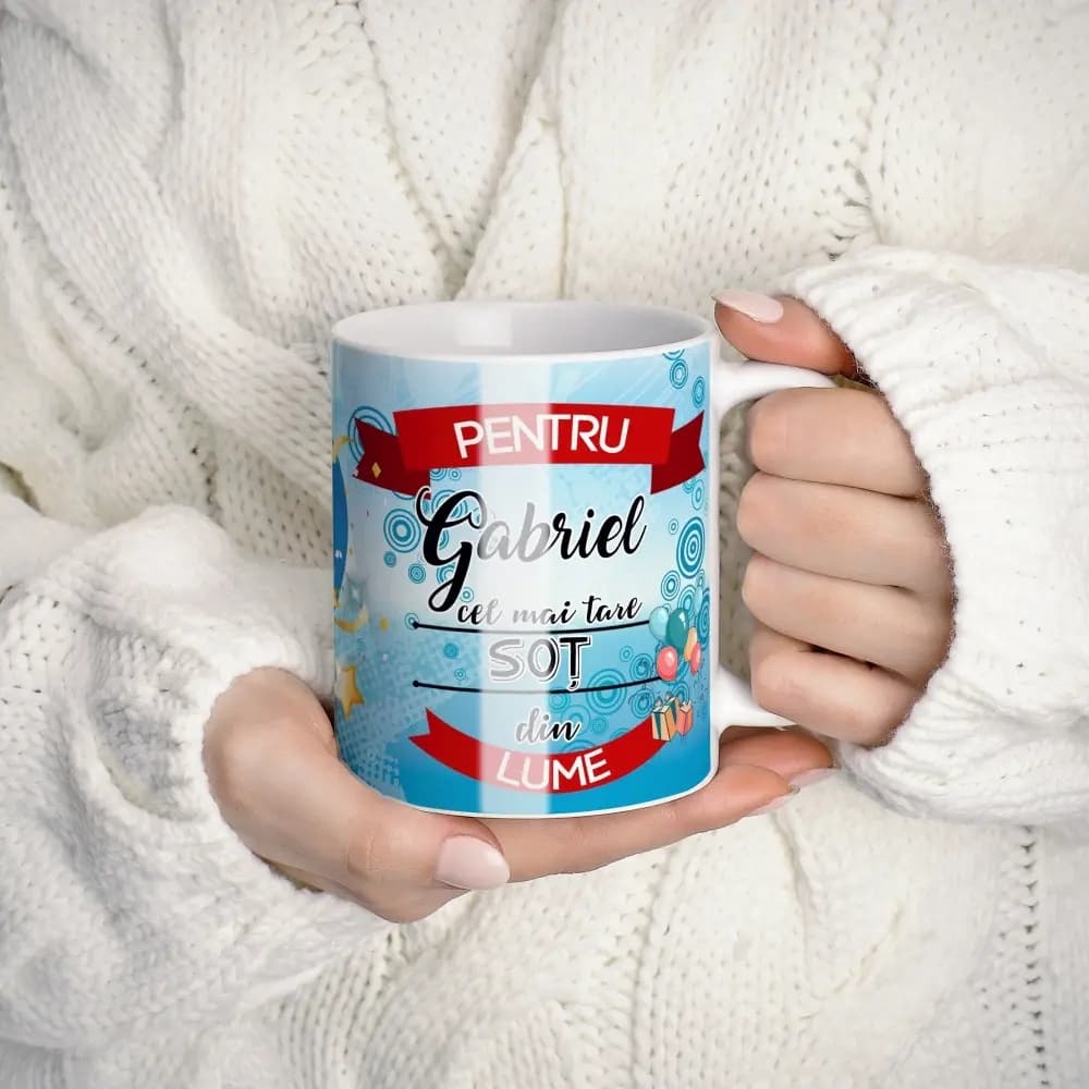 Cană personalizată pentru soț cu nume sau mesaj – cadou romantic pentru el