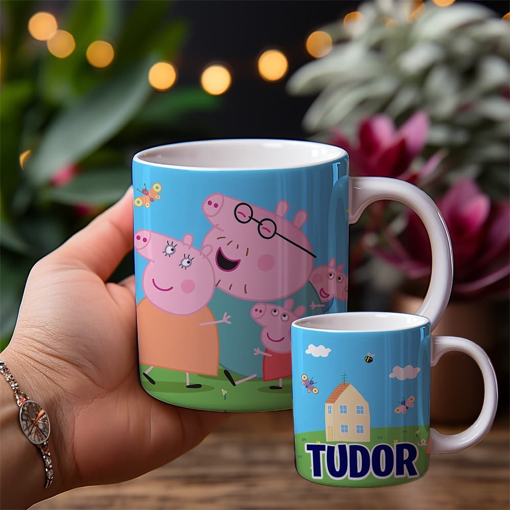 Cană personalizată Peppa Pig cu nume sau mesaj – cadou pentru copii model 001