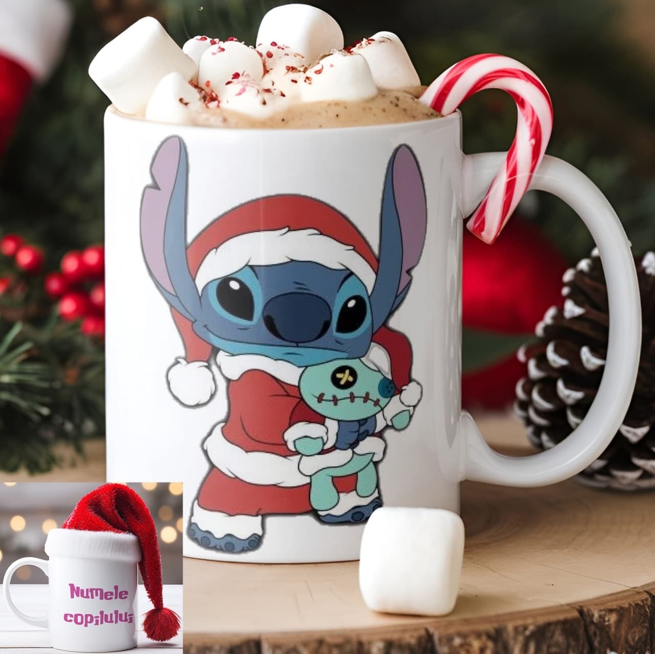 Cană personalizată Stitch cu nume sau mesaj – cadou adorabil pentru fete și copii model 019