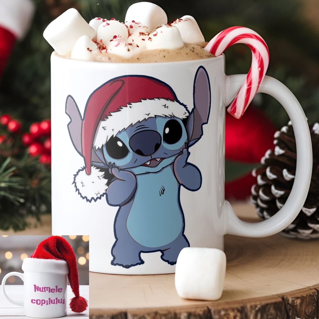 Cană personalizată Stitch cu nume sau mesaj – cadou cute pentru fete model 017