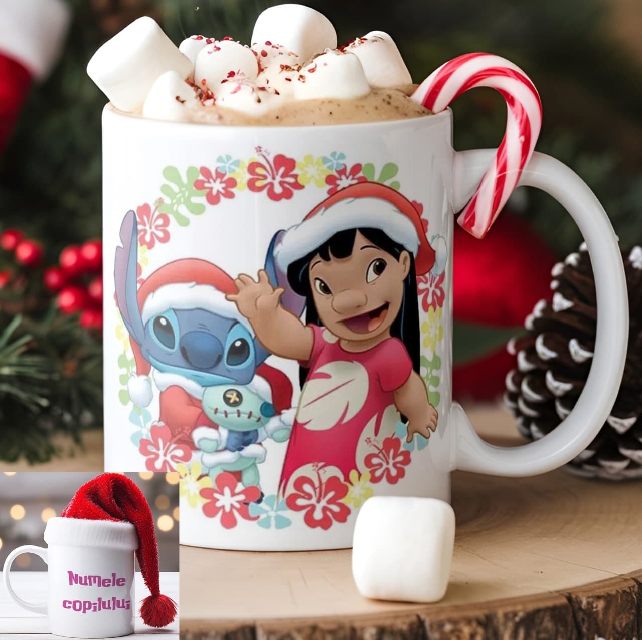 Cană personalizată Stitch cu nume sau mesaj – cadou expresiv pentru fete și copii model 013