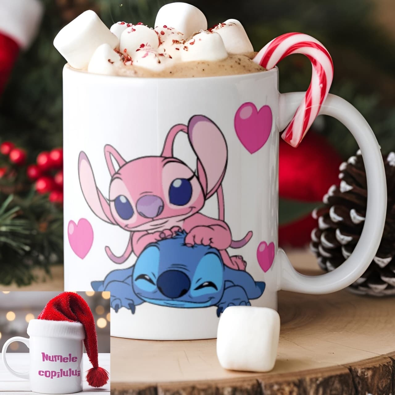 Cană personalizată Stitch cu nume sau mesaj – cană cadou adorabilă pentru fete și copii model 010