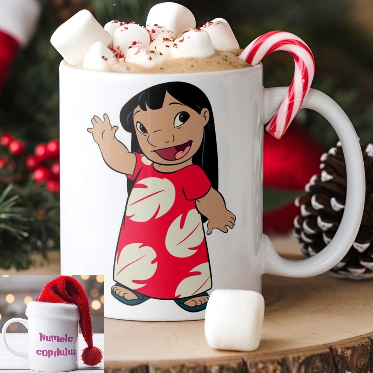 Cană personalizată Stitch cu nume sau mesaj – cană cadou delicată pentru fete și copii model 004