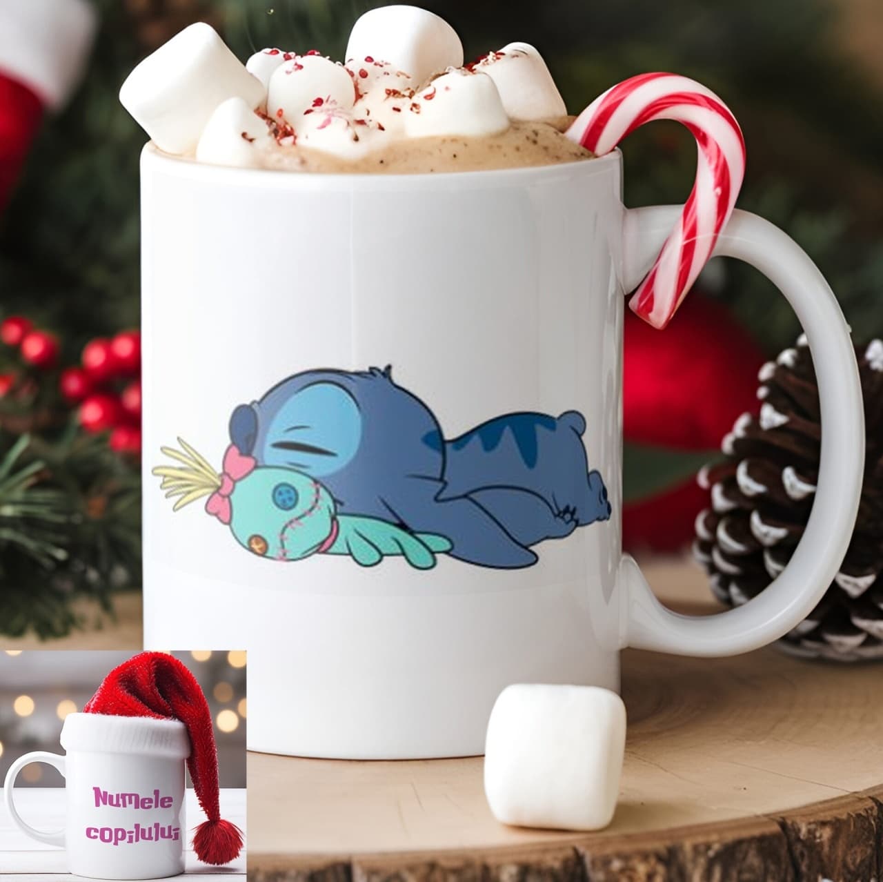 Cană personalizată Stitch cu nume sau mesaj – cană cadou expresivă pentru fete și copii model 006