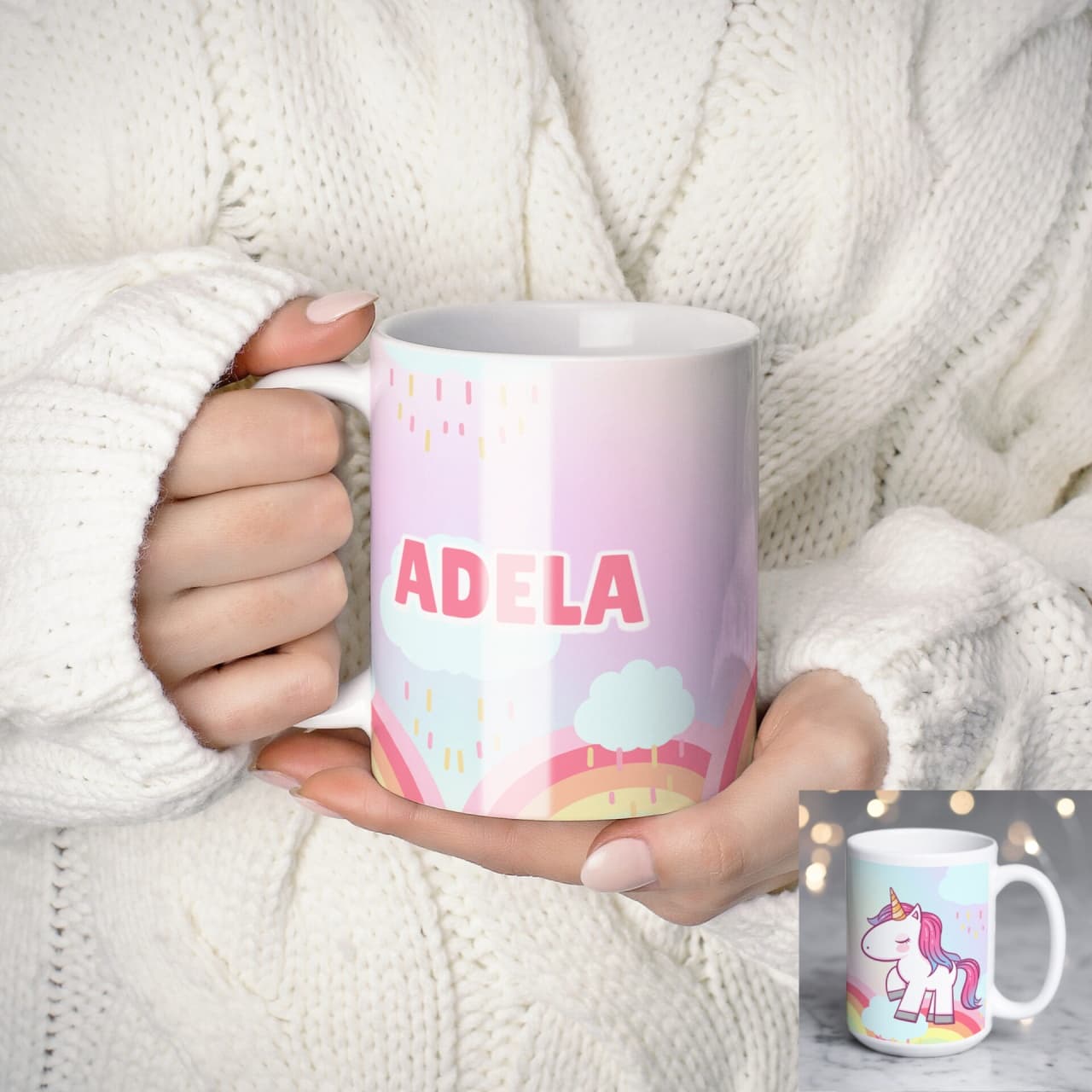 Cană personalizată unicorn cu nume sau mesaj – cadou magic pentru fete și copii