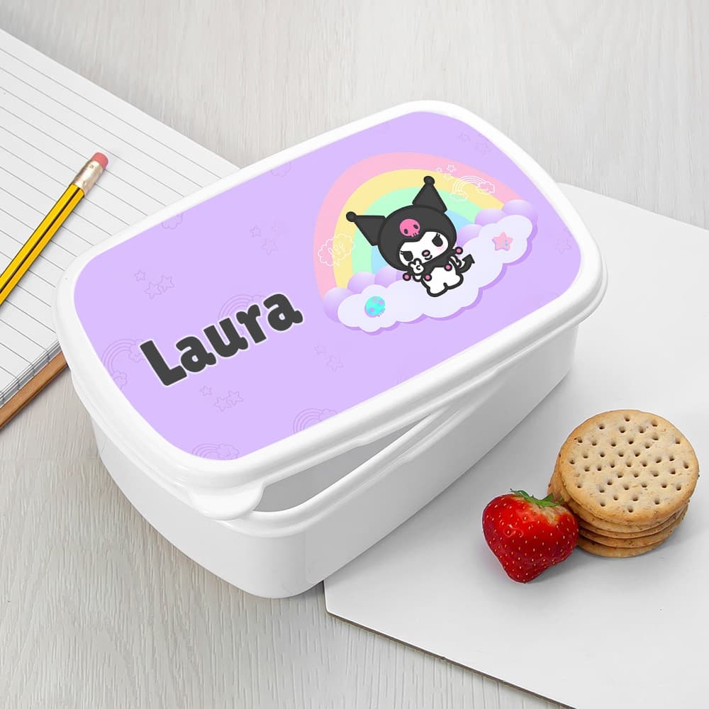 Caserolă Mic Dejun Personalizată cu Kuromi și Nume – Cutie Prânz Copii Cool, Stil Cute & Rebel pentru Școală