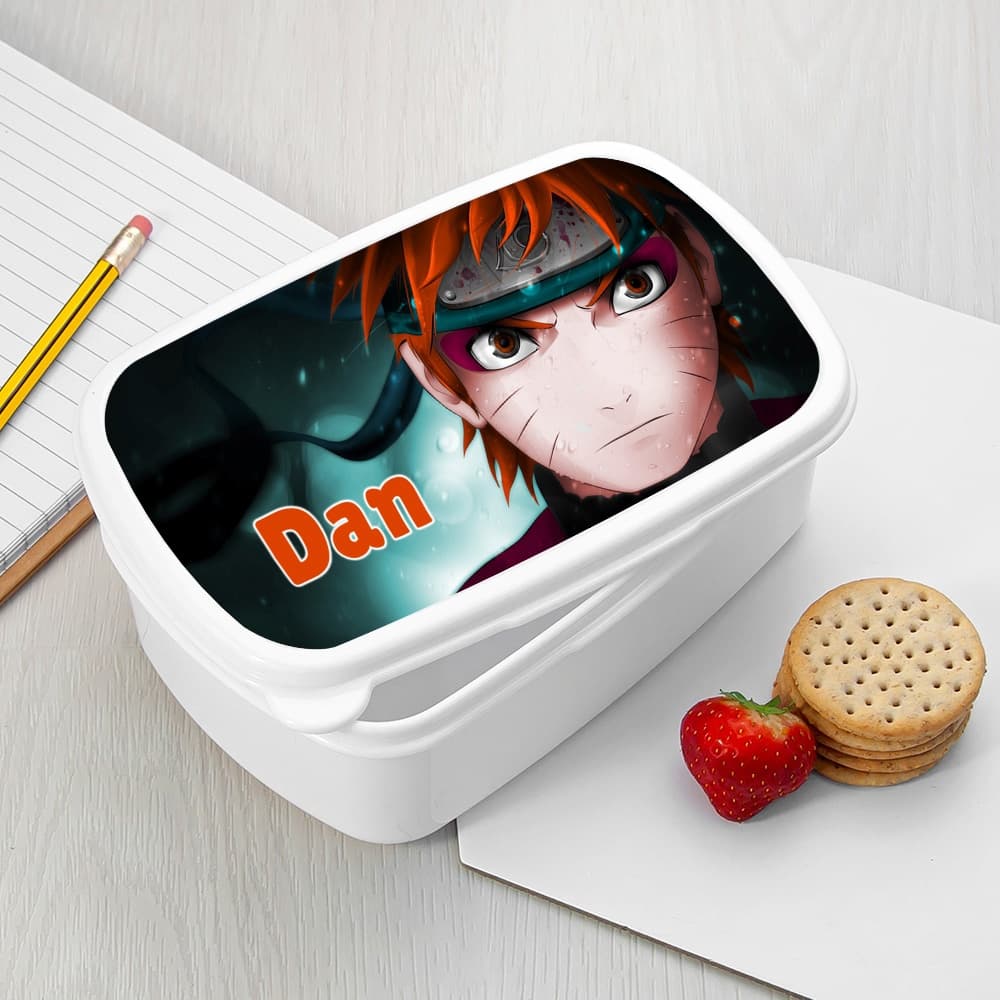 Caserolă Mic Dejun Personalizată cu Naruto Uzumaki și Nume – Cutie Prânz Copii Anime, Stil Ninja pentru Școală