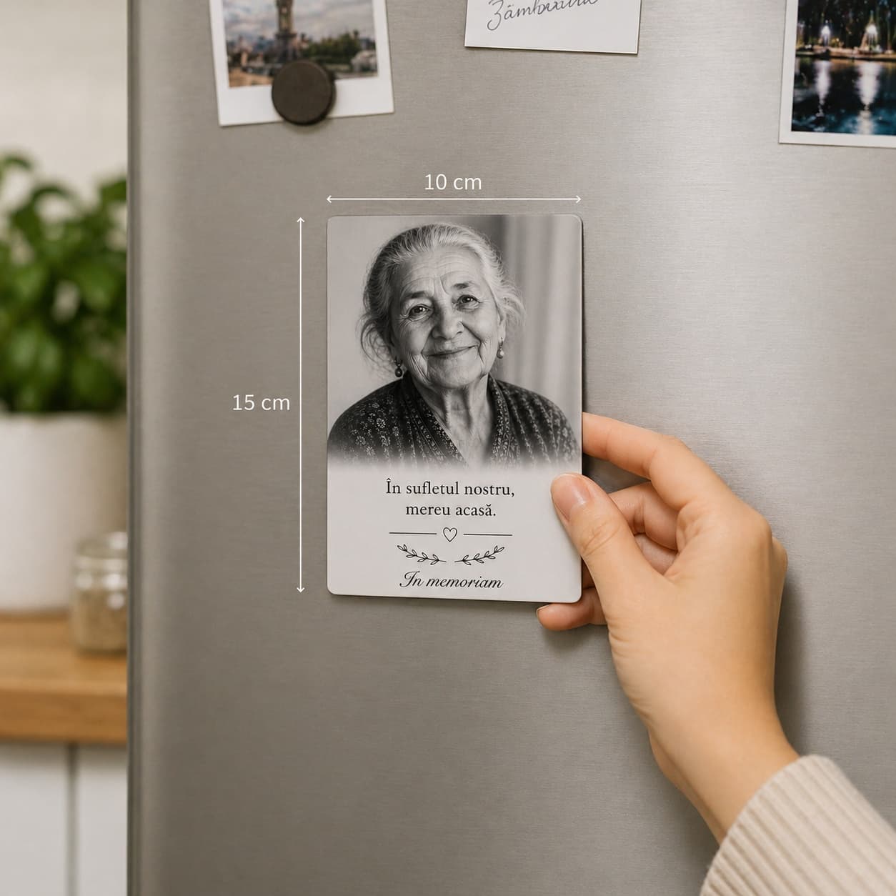 Magnet Frigider In Memoriam 10x15 cm – Poză și Mesaj Personalizat pentru Persoană Dragă