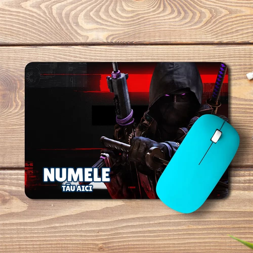 Mouse pad Call of Duty Warzone x Black Ops 6 personalizat cu numele – pad mouse anime 19x27 cm, 3mm, imprimare UV