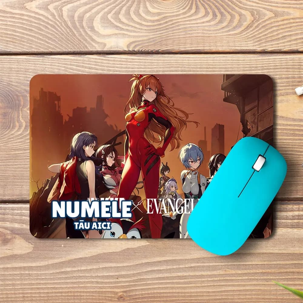 Mouse pad Goddess of Victory Nikke x Evangelion personalizat cu numele - pad mouse anime 19x27 cm, 3mm, imprimare UV