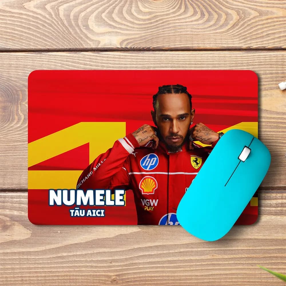 Mouse pad Lewis Hamilton personalizat cu numele - pad mouse anime 19x27 cm, 3mm, imprimare UV
