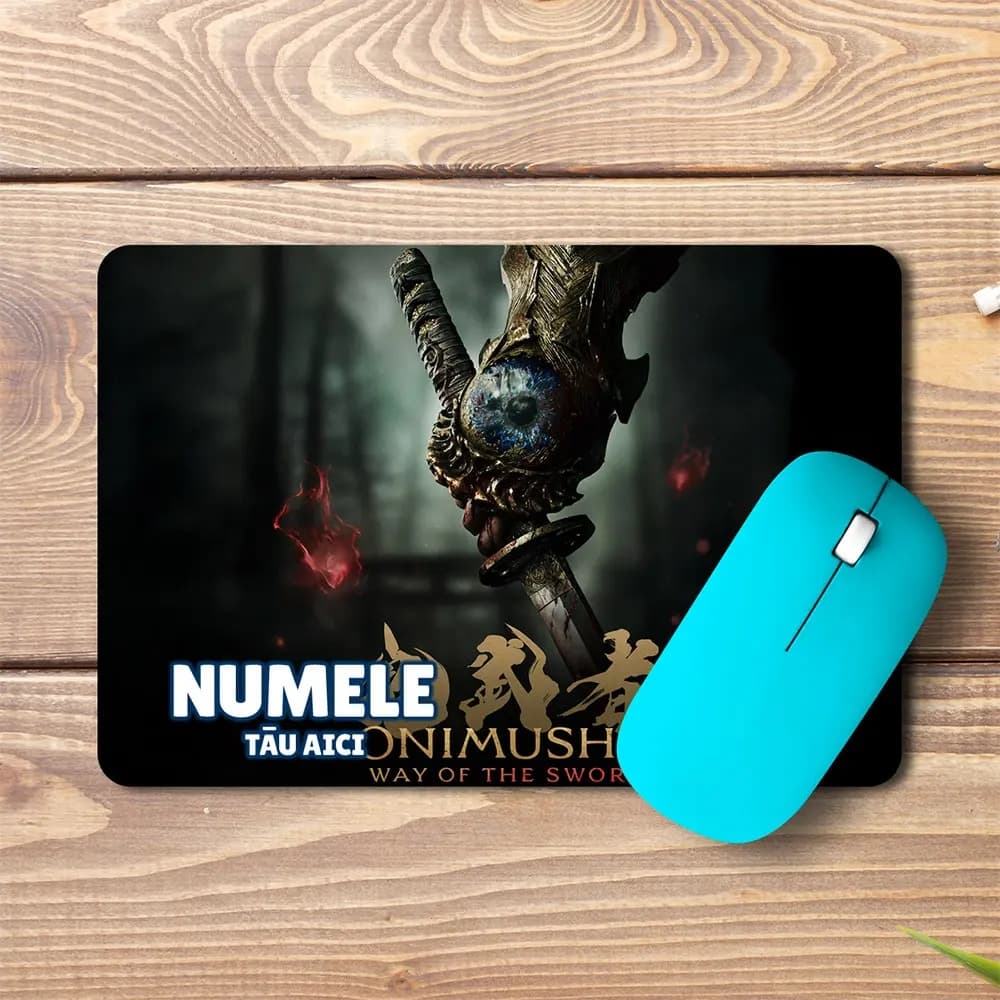 Mouse pad Onimusha Way of the Sword personalizat cu numele - pad mouse anime 19x27 cm, 3mm, imprimare UV
