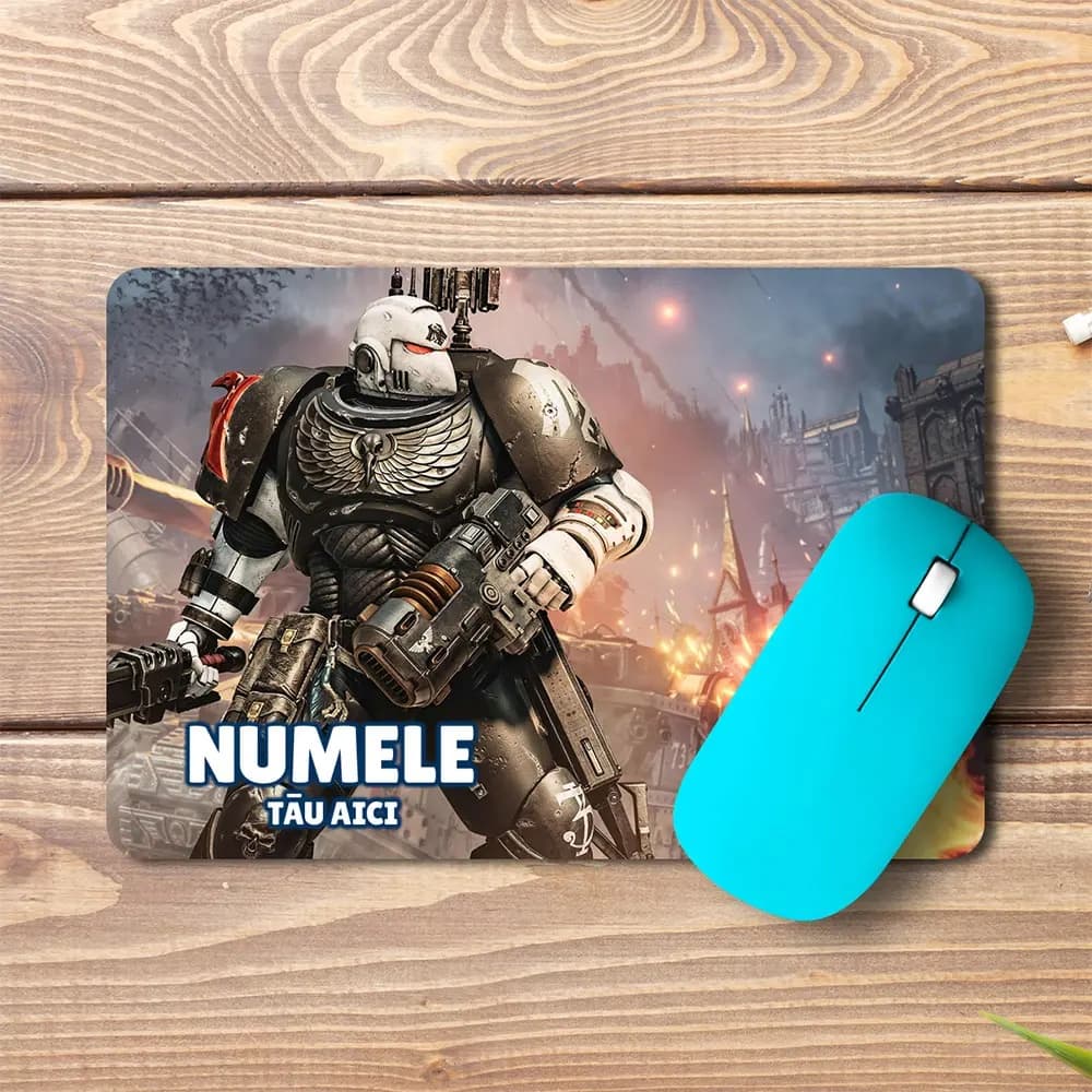 Mouse pad Raven Guard Space Marine 2 personalizat cu numele - pad mouse anime 19x27 cm, 3mm, imprimare UV