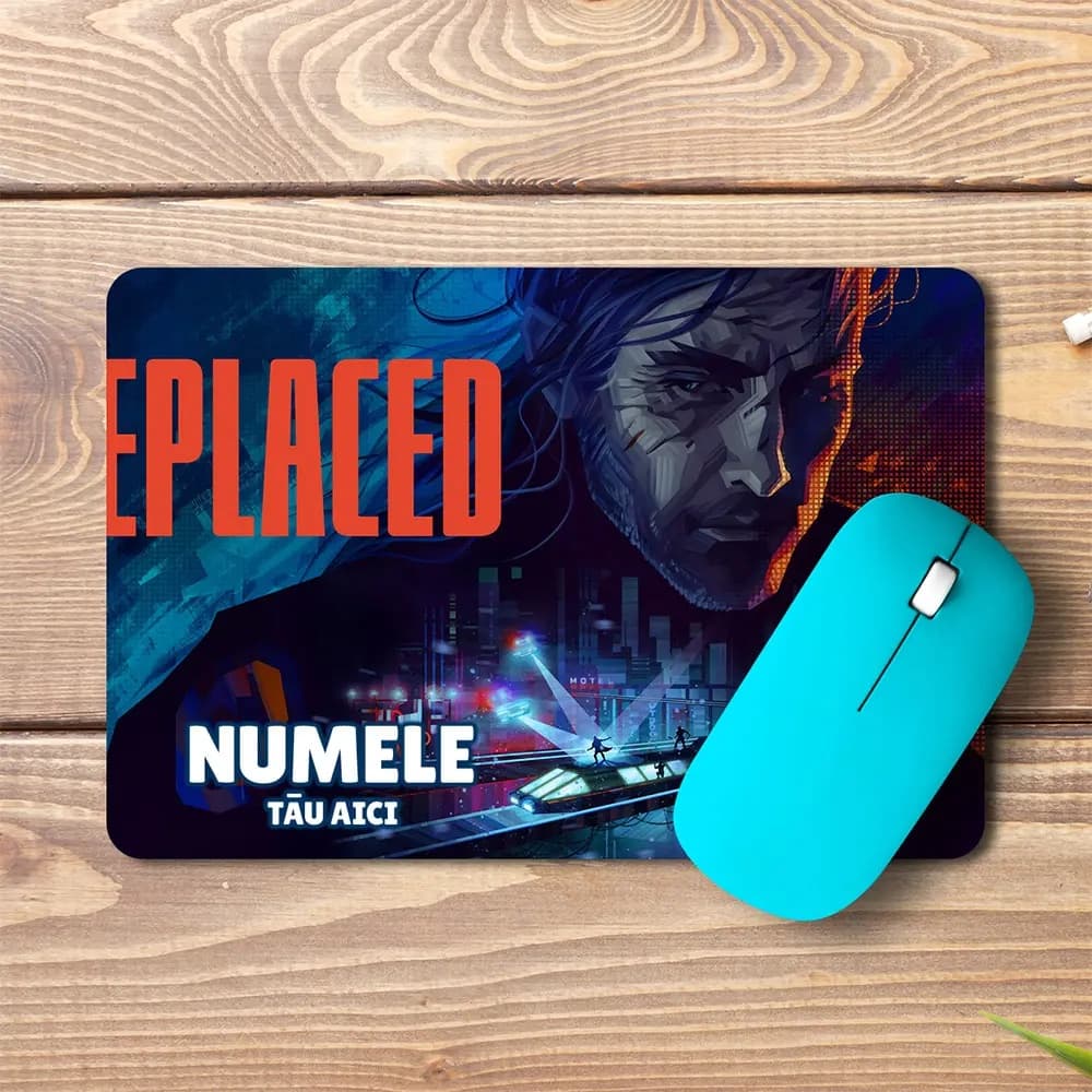 Mouse pad Replaced personalizat cu numele - pad mouse anime 19x27 cm, 3mm, imprimare UV