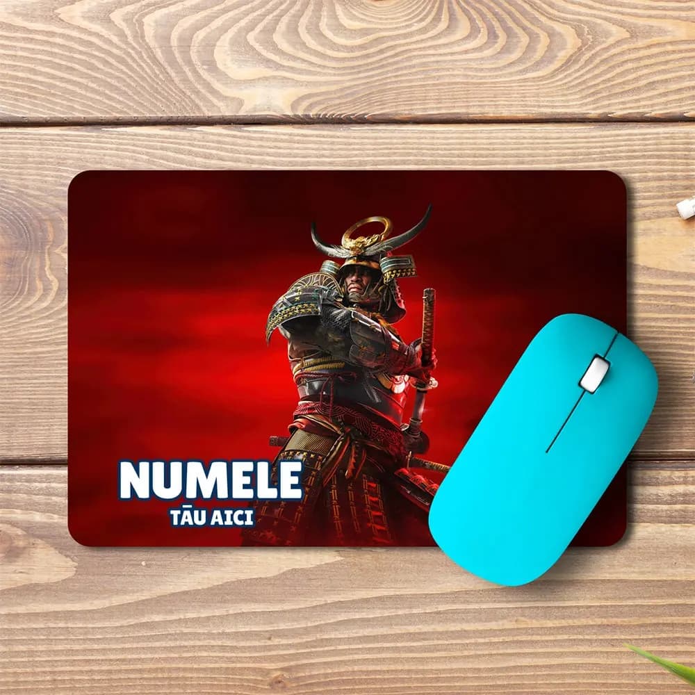 Mouse pad Yasuke Assassins Creed Shadows Wallpaper personalizat cu numele - pad mouse anime 19x27 cm, 3mm, imprimare UV