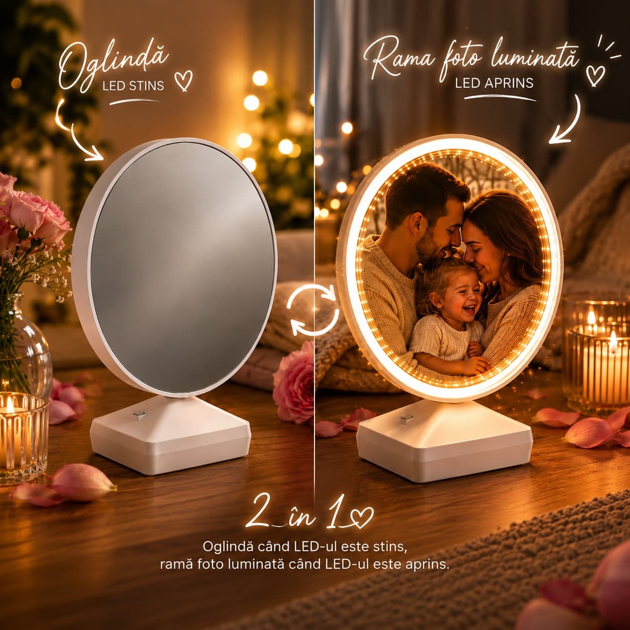 Oglindă Magică 2 în 1 cu Fotografie Personalizată