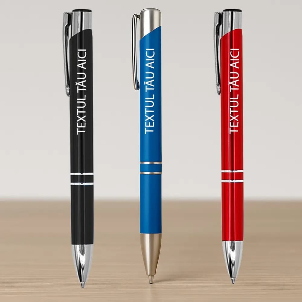Pix personalizat metalic pentru profesori – cadou elegant gravat (albastru, negru, roșu)