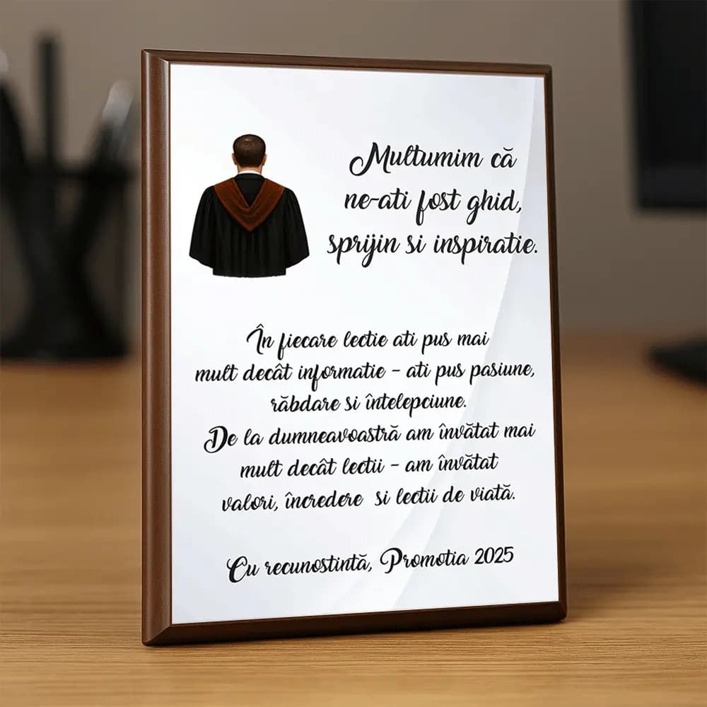 Placheta lemn personalizata pentru profesori