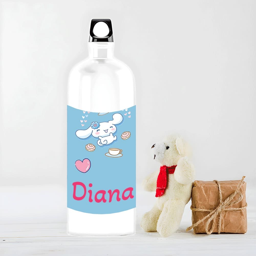 Sticlă de apă personalizată Cinnamoroll cu nume – bidon reutilizabil pentru copii și fete
