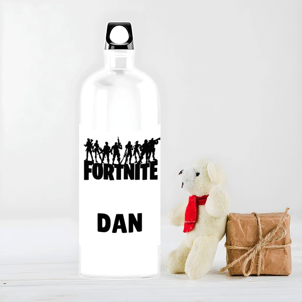 Sticlă de Apă Personalizată cu Fortnite și Nume – Cadou Gamer Copii, Rezistentă, Cool