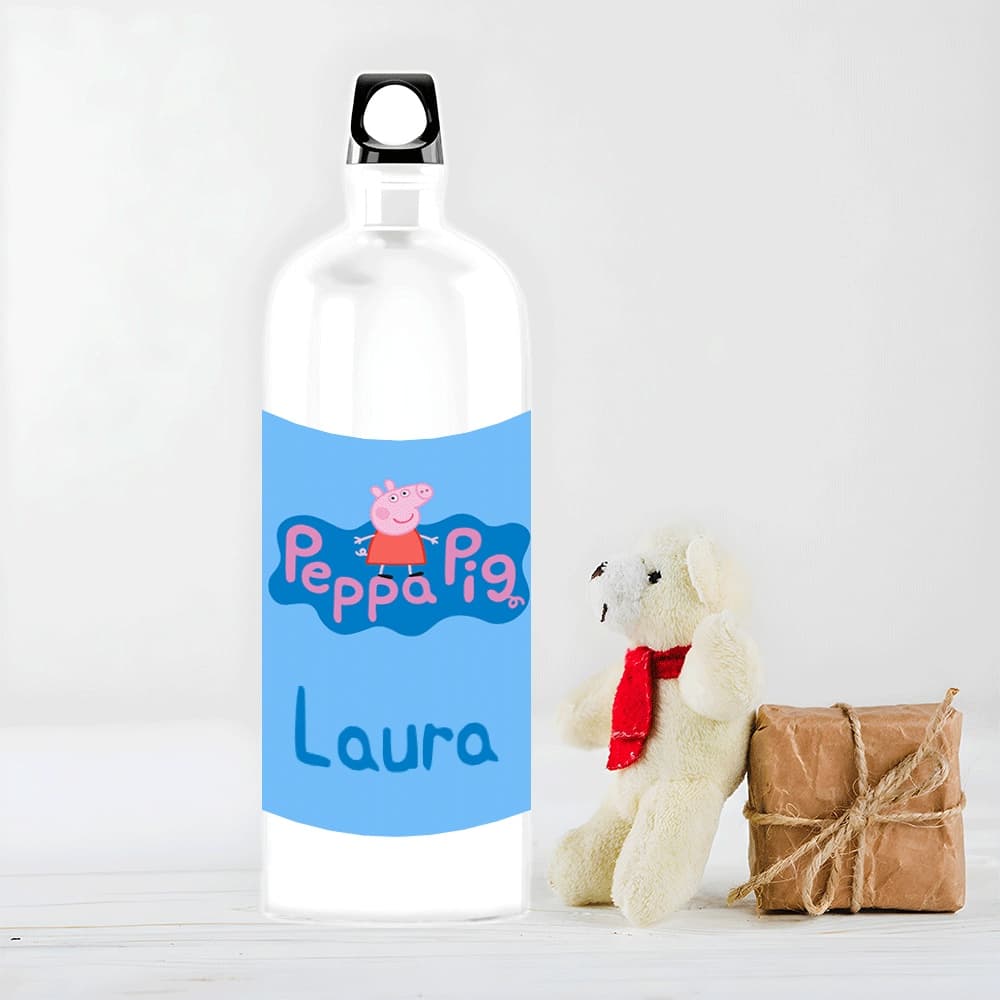Sticlă de Apă Personalizată Peppa Pig cu Nume – Cadou Copii Unic, Rezistent și Practic