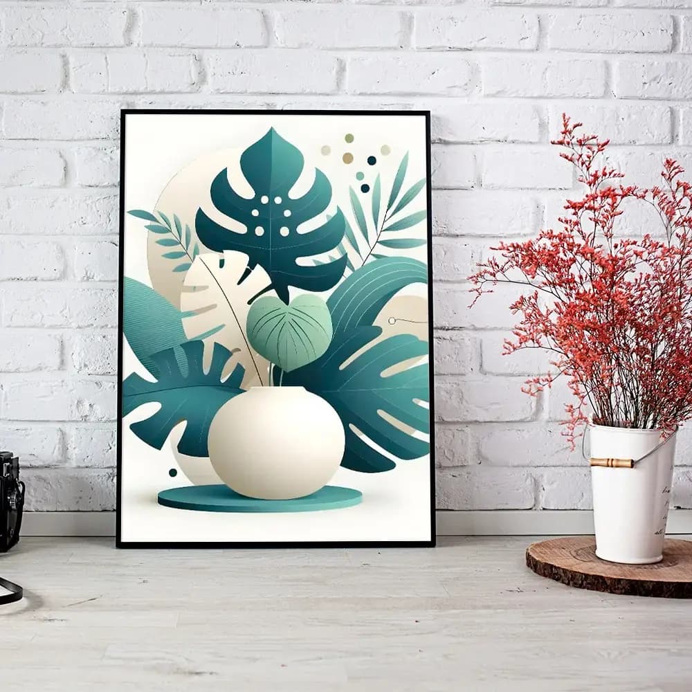 Tablou abstract cu flori stil modern pentru casă