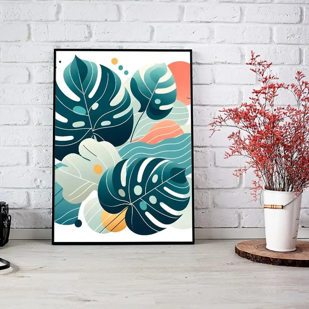 Tablou abstract floral colorat pentru living elegant