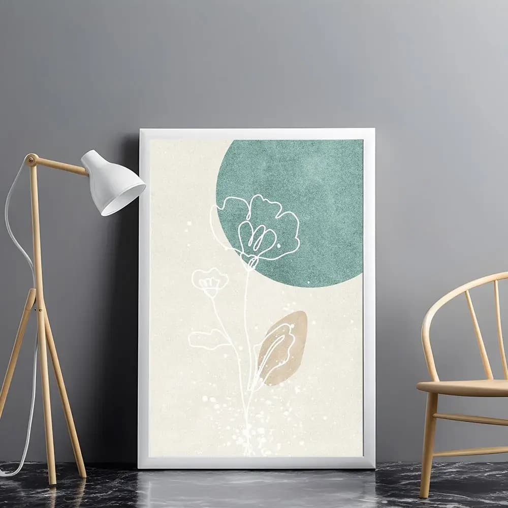 Tablou abstract floral cu design geometric contemporan
