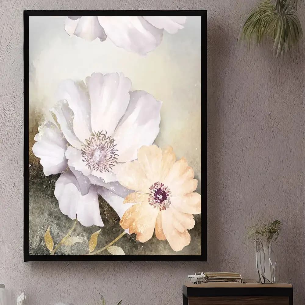 Tablou abstract floral geometric colorat pentru living elegant