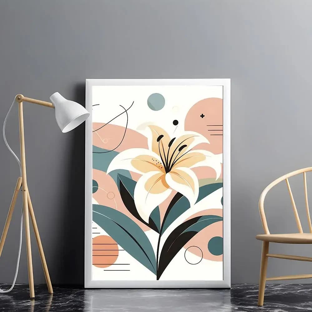Tablou abstract floral în culori vibrante pentru perete
