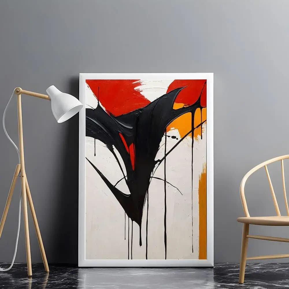 Tablou abstract modern cu accente aurii pentru decor elegant