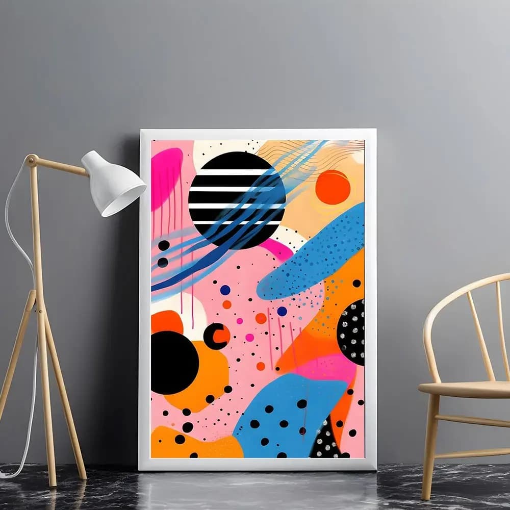 Tablou abstract pop art în culori vibrante pentru perete
