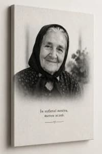 Tablou Canvas In Memoriam Personalizat – Poză și Mesaj pentru Persoană Dragă