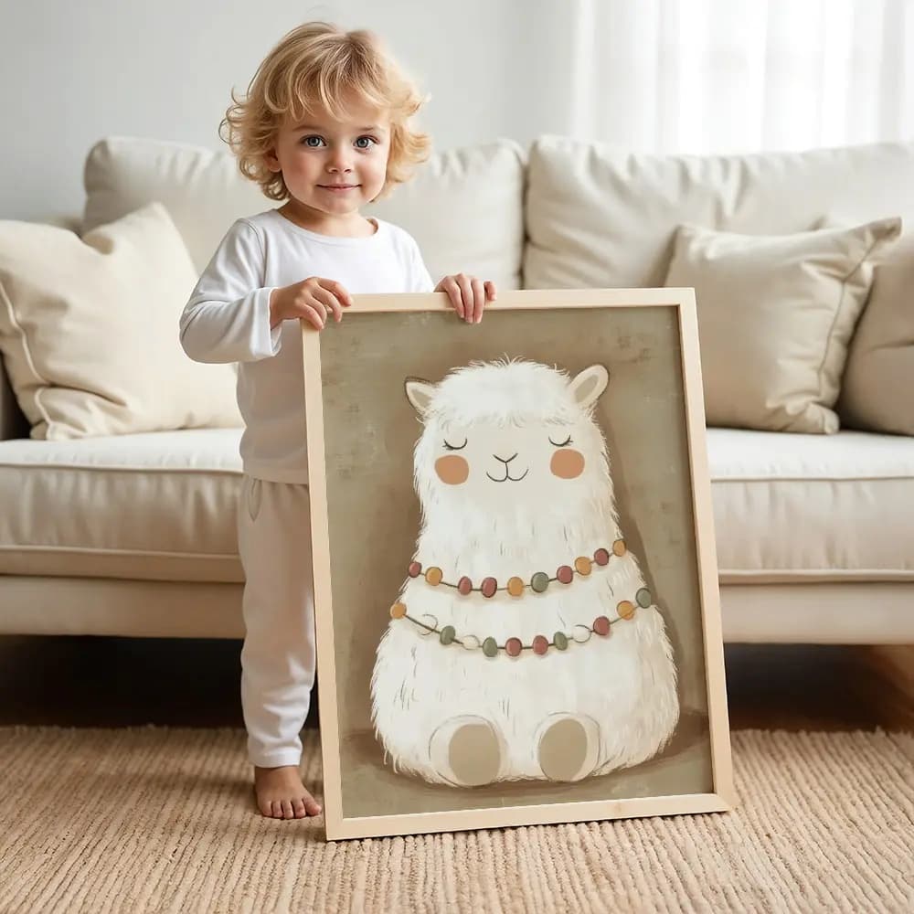 Tablou Chocolate Pastel – Lamă Model 01, Decor Delicat în Culori Neutre pentru Camera Copilului sau Bebelușului