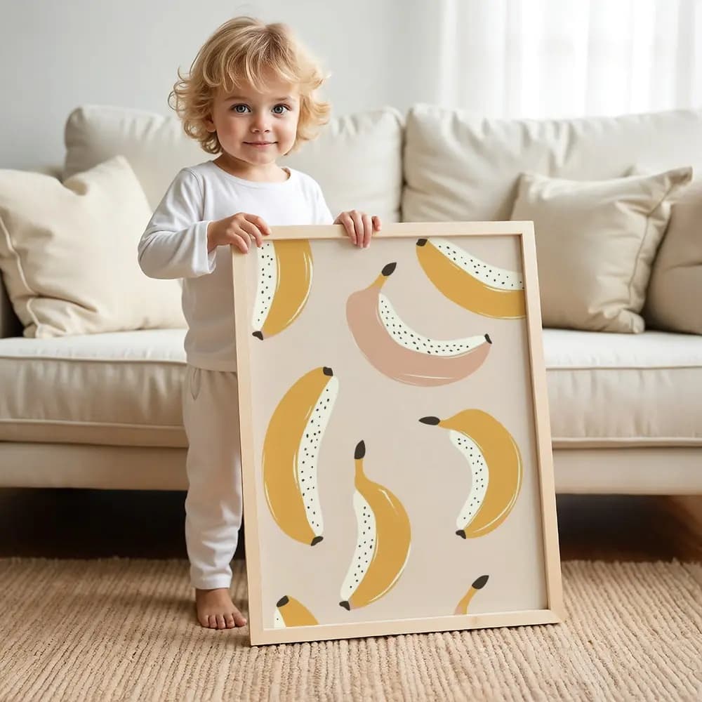 Tablou Colecția Neutral – Model Banane, Decor Modern în Culori Neutre pentru Living, Bucătărie sau Cameră Copil