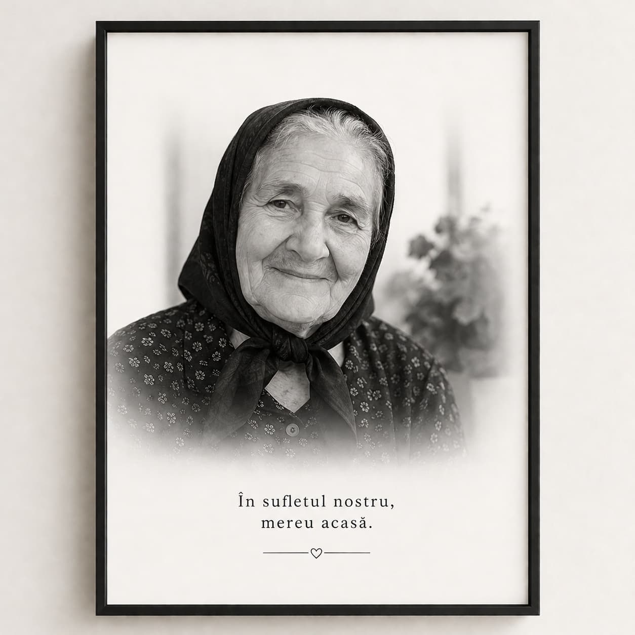 Tablou In Memoriam cu Ramă Personalizat – Poză și Mesaj pentru Persoană Dragă