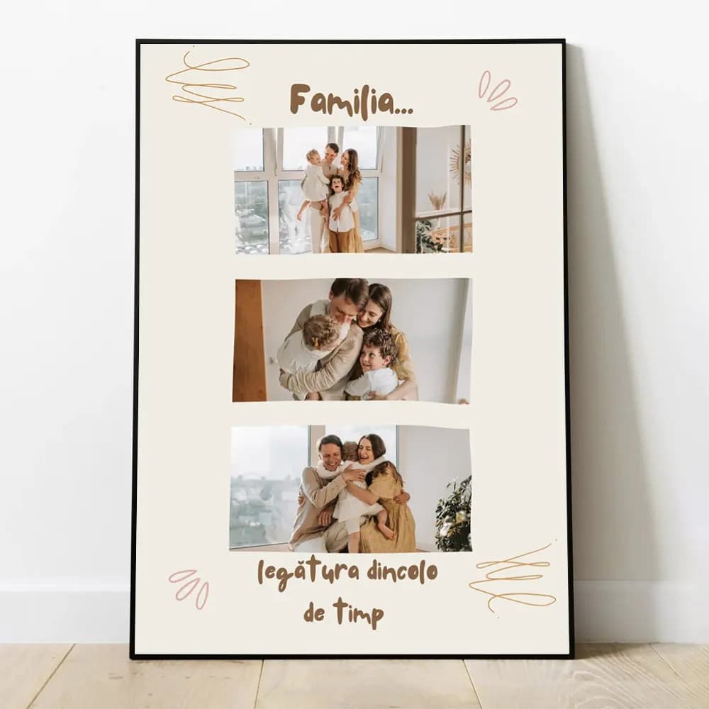Tablou Personalizat „Familia… Dincolo de Timp” cu Poză și Mesaj – Cadou Emoționant pentru Familie