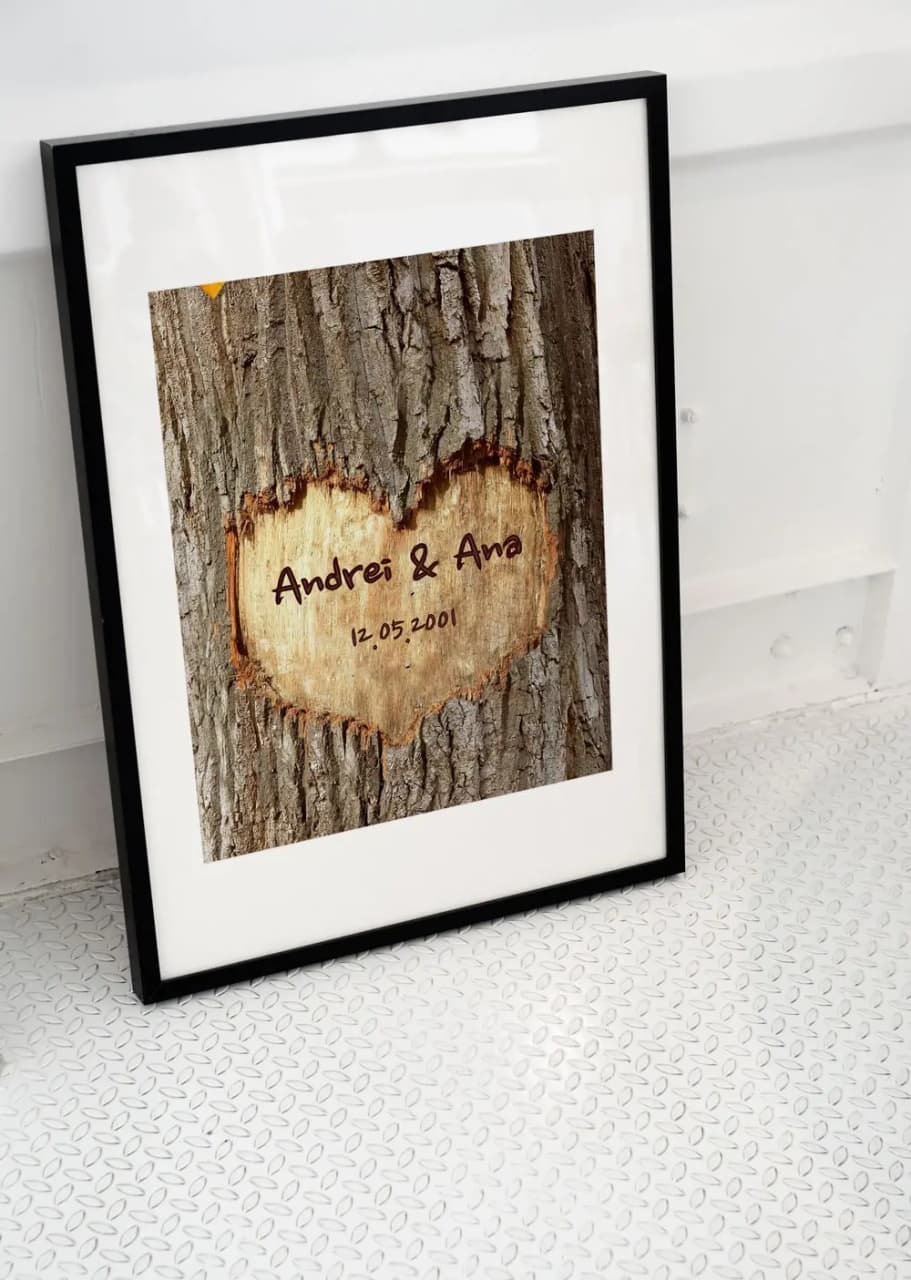 Tablou Personalizat Canvas „Copac cu Numele Vostru” – Cadou Romantic pentru Cuplu, Design Elegant