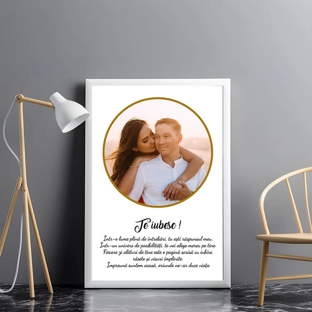 Tablou Personalizat cu Mesaj – Model Cerc, Cadou Elegant cu Poză sau Text pentru Ocazii Speciale