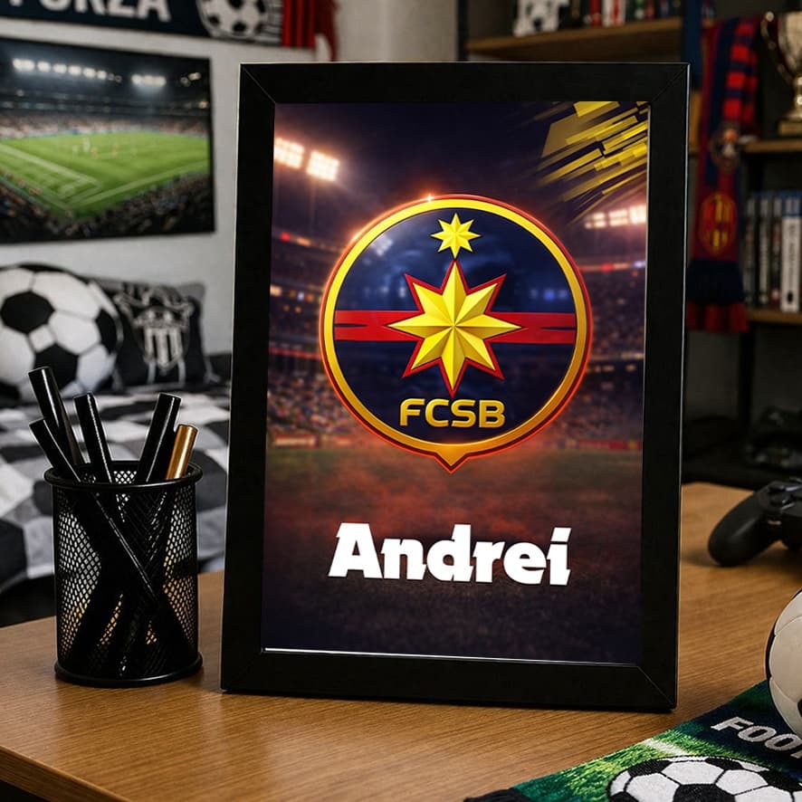 Tablou personalizat FCSB cu nume – cadou pentru suporteri
