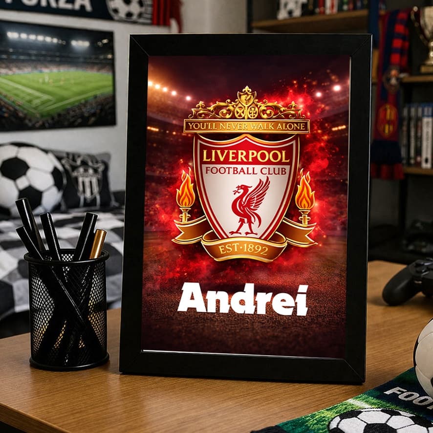 Tablou personalizat Liverpool FC cu nume – cadou pentru fanii fotbalului