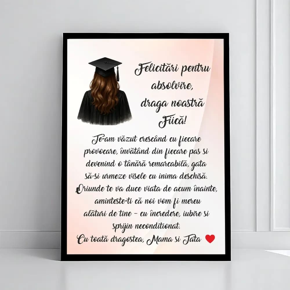 Tablou personalizat pentru absolvire fiică – cadou emoționant de la părinți