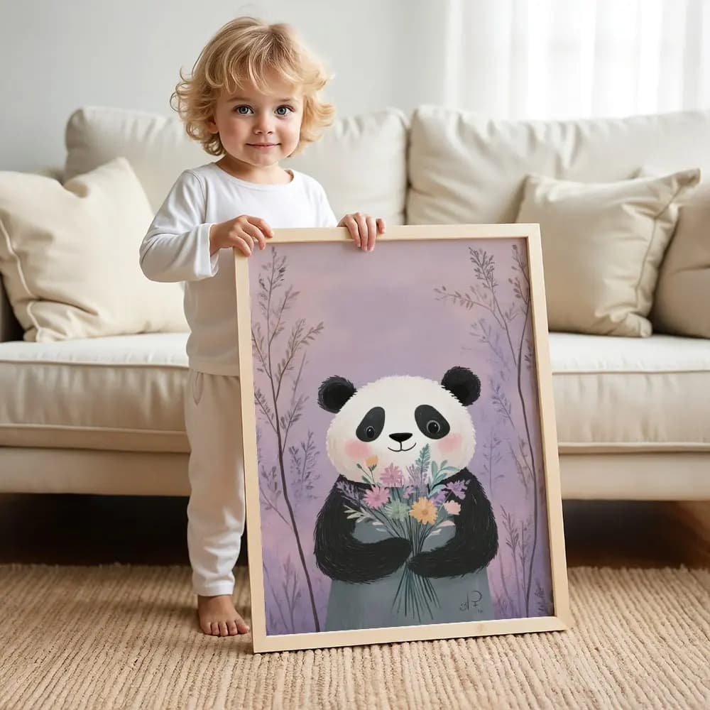 Tablou personalizat pentru camera copilului cu ursuleț – culori pastel